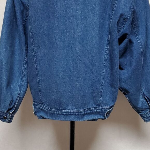 RARE Vintage 1970s Etienne Aigner Blue Tapered Sleeve Filled Puffer Denim Jacket - Picture 9 of 13